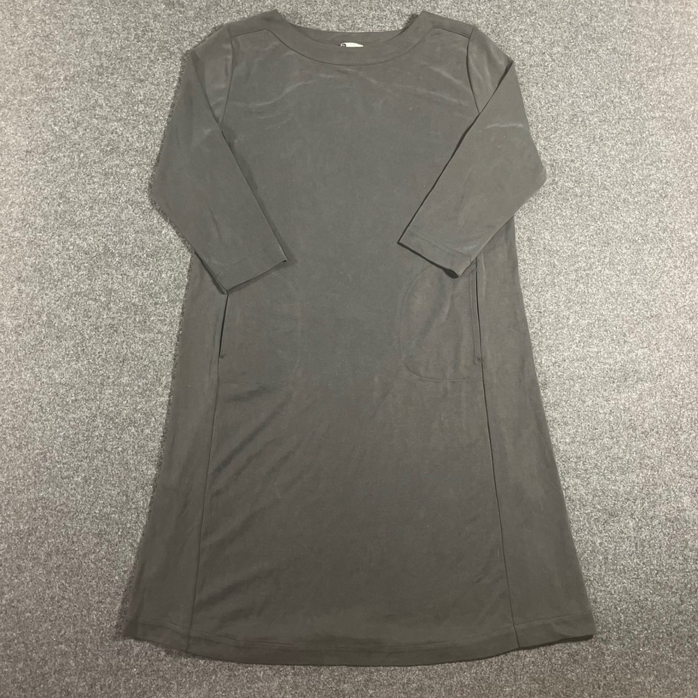 Kindred Charcoal‎ Gray Comfy Tencel Blend Long Sleeve Midi Pocket Dress Size M